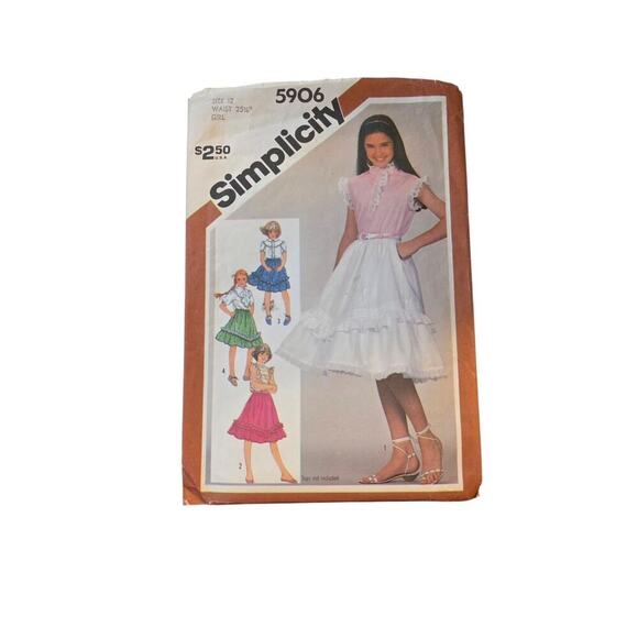 Vintage Simplicity Girls' Set of Flounced Skirts Pattern #5906 Size 12 UNCUT - Picture 1 of 2